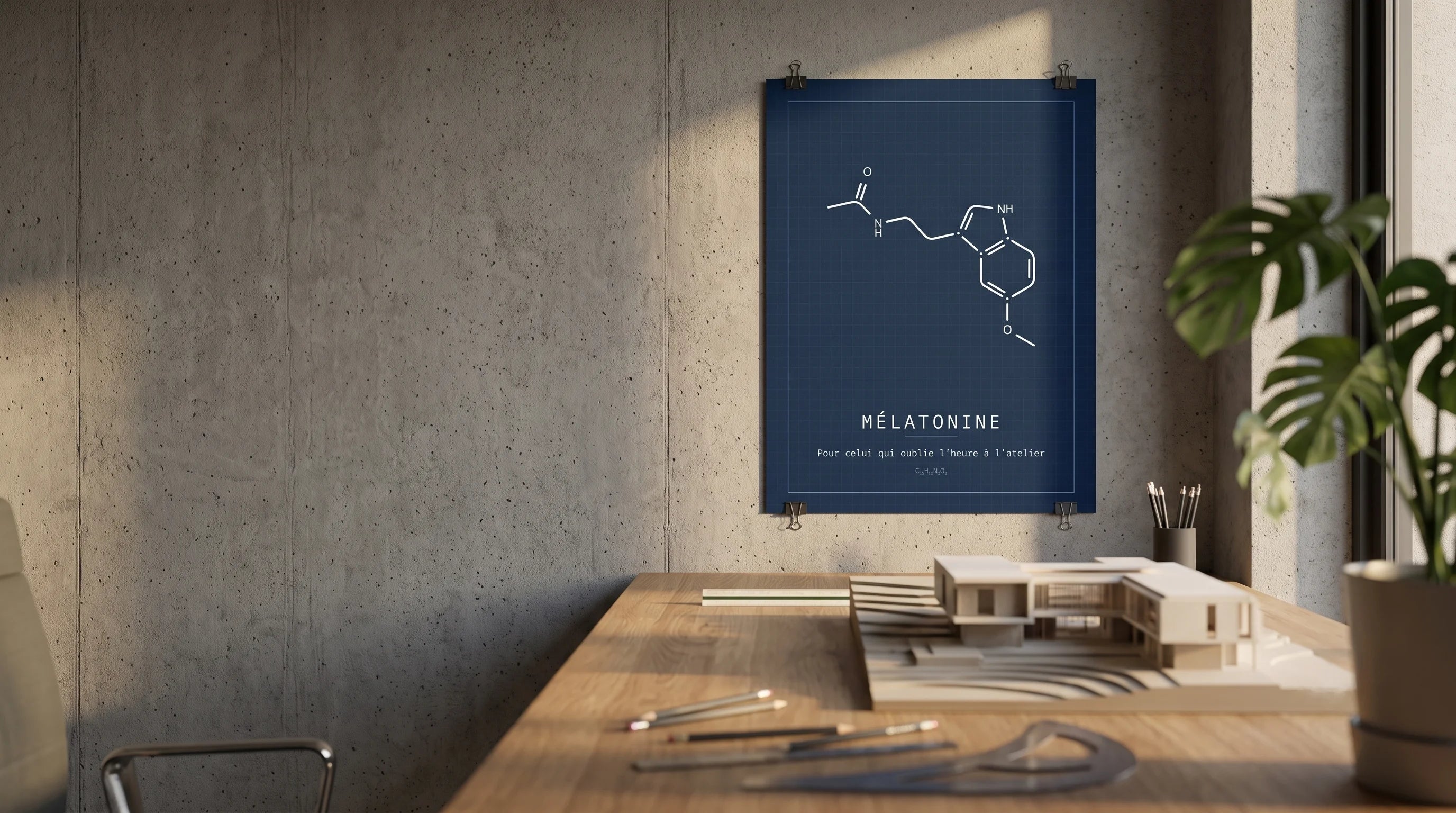 Tirage Mélatonine encadré dans une chambre